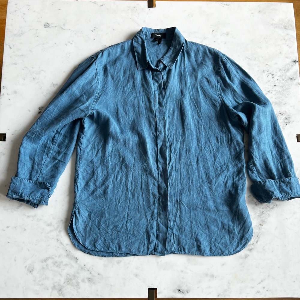 Theory Linen Button Down Shirt